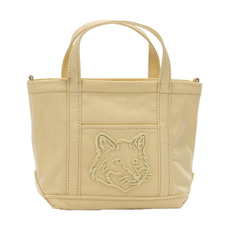 Maison Kitsune Fox Head Mini Tote Bag Canvas Beige Unisex