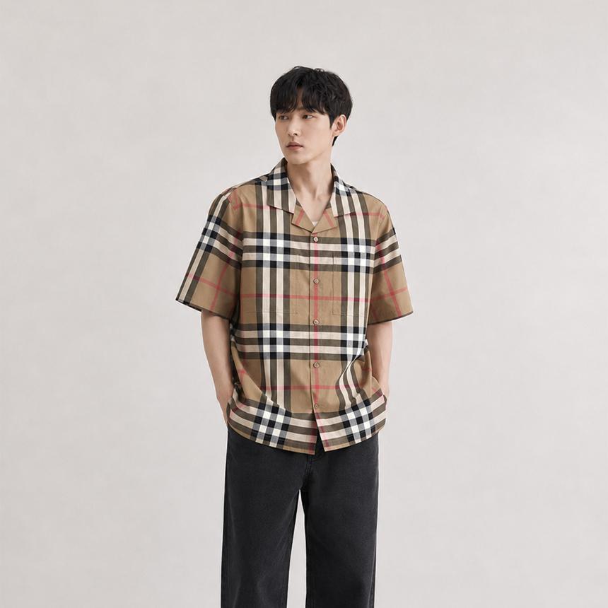 BURBERRY Men’s Check Short-Sleeve Shirt Elio Pocket 81042011 81217281 ELIO
