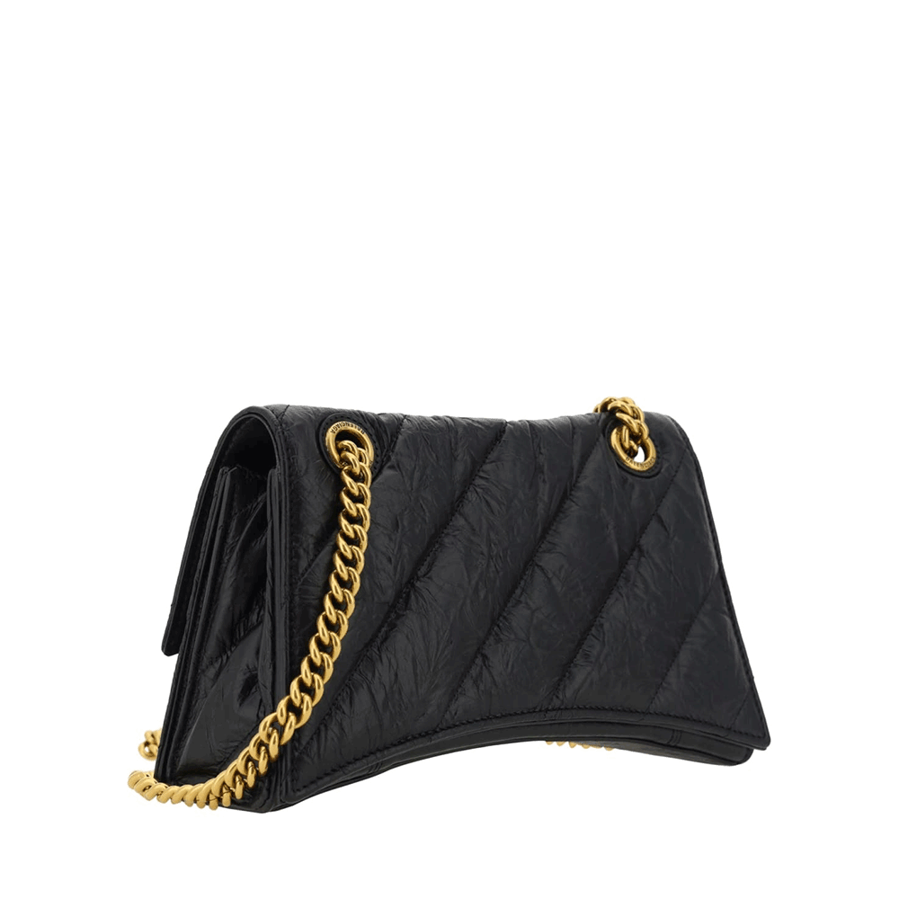 BALENCIAGA Crush Small Chain Shoulder Bag Black Leather