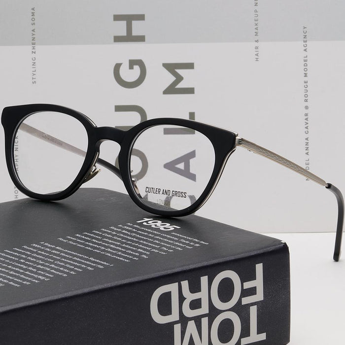 Cutler and Gross Matte Black Acetate Square Eyeglass Frames Unisex CG1275 003