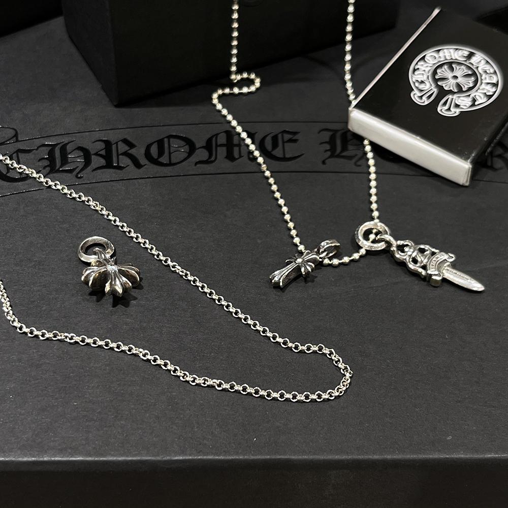 Chrome Hearts Tiny Cross Babyfat CH Charm Pendant Necklace