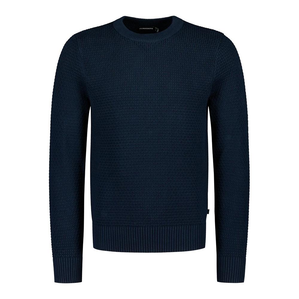 J LINDEBERG Oliver Structured Sweater Navy Men’s Crewneck Knit FMKW11609 6855