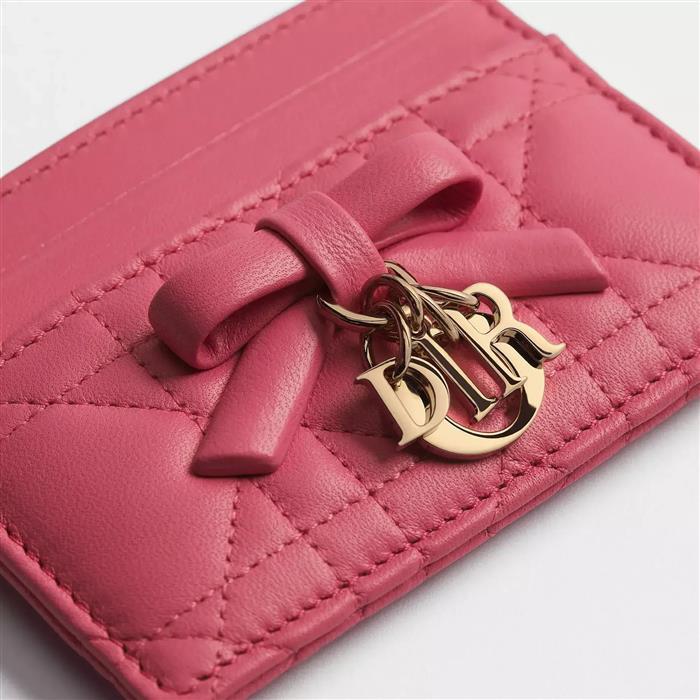 DIOR Lady Dior Freesia Leather Card Holder Wallet