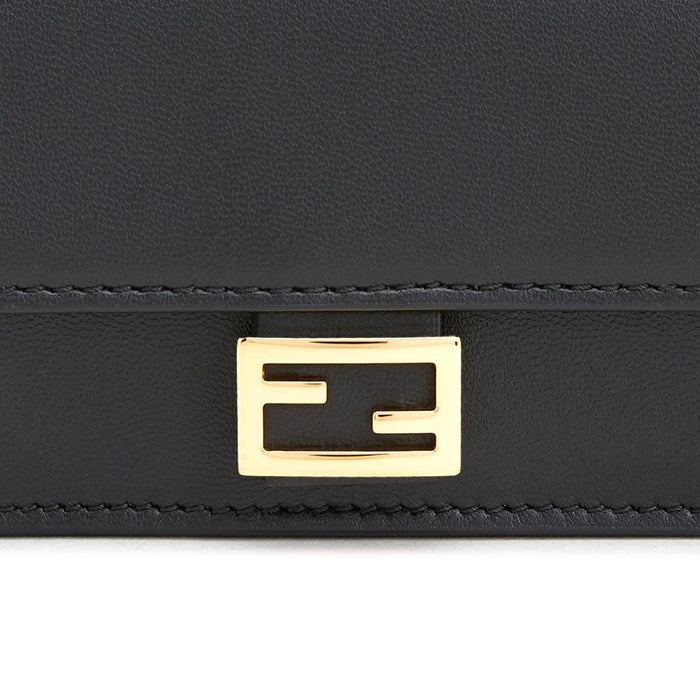 FENDI Leather Card Holder Wallet for Women Black