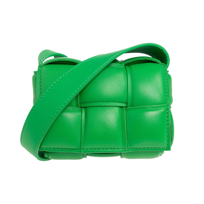 Bottega Veneta Intrecciato Mini Cassette Crossbody Bag Green Leather