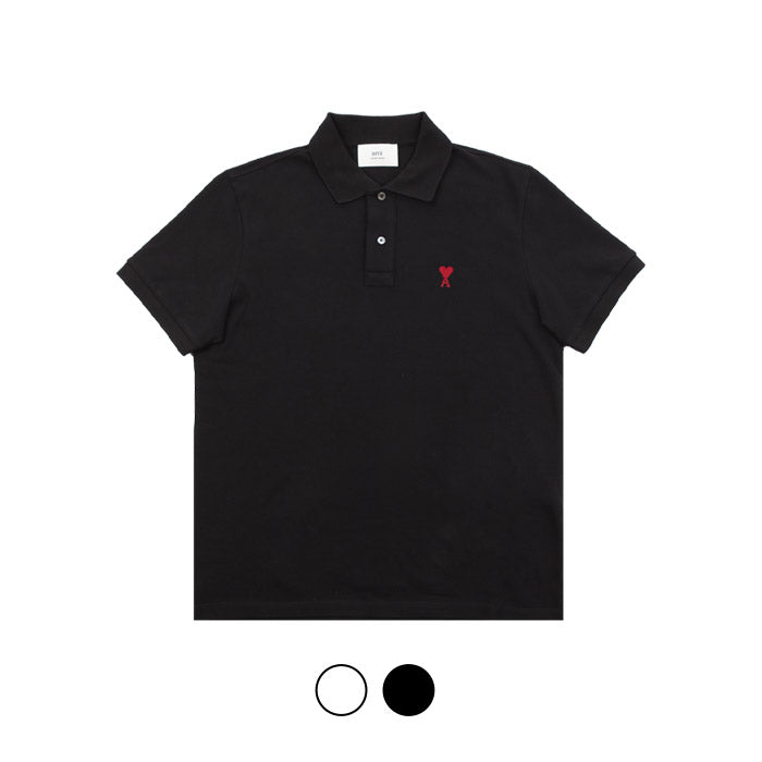 AMI Men's Heart Logo Short Sleeve Polo Shirt BFUPL001 760