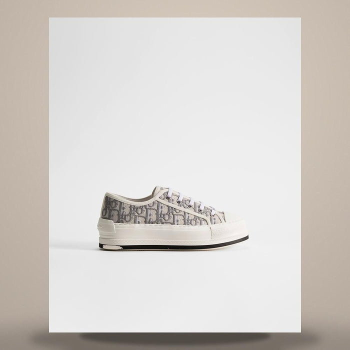DIOR Stone Gray Walk’n’Dior Platform Sneakers Dior Oblique Cotton