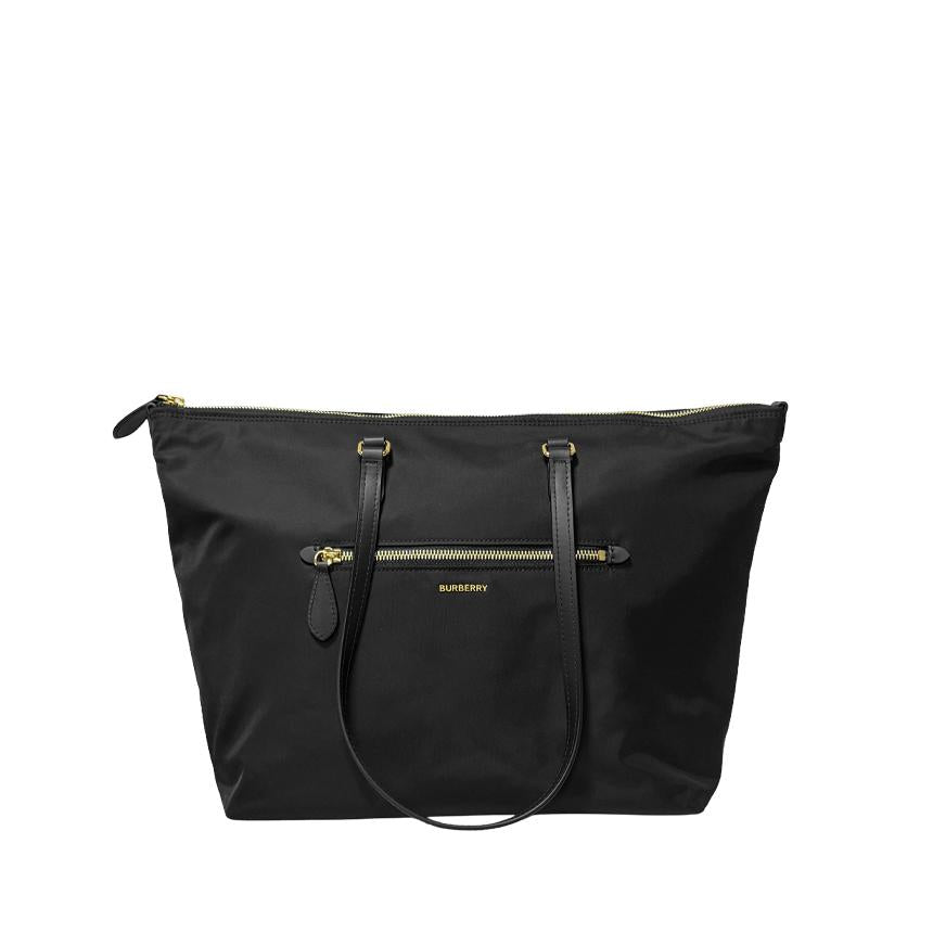 BURBERRY Black Nylon Tote Shoulder Bag with Lettering Logo 81092721