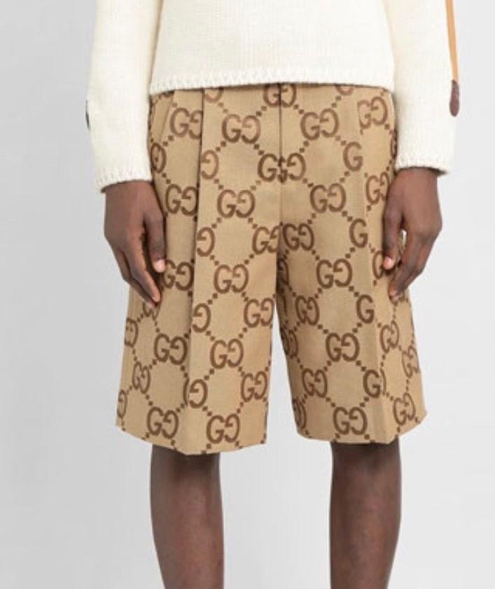 GUCCI GG Logo Canvas Shorts Brown Classic Pants