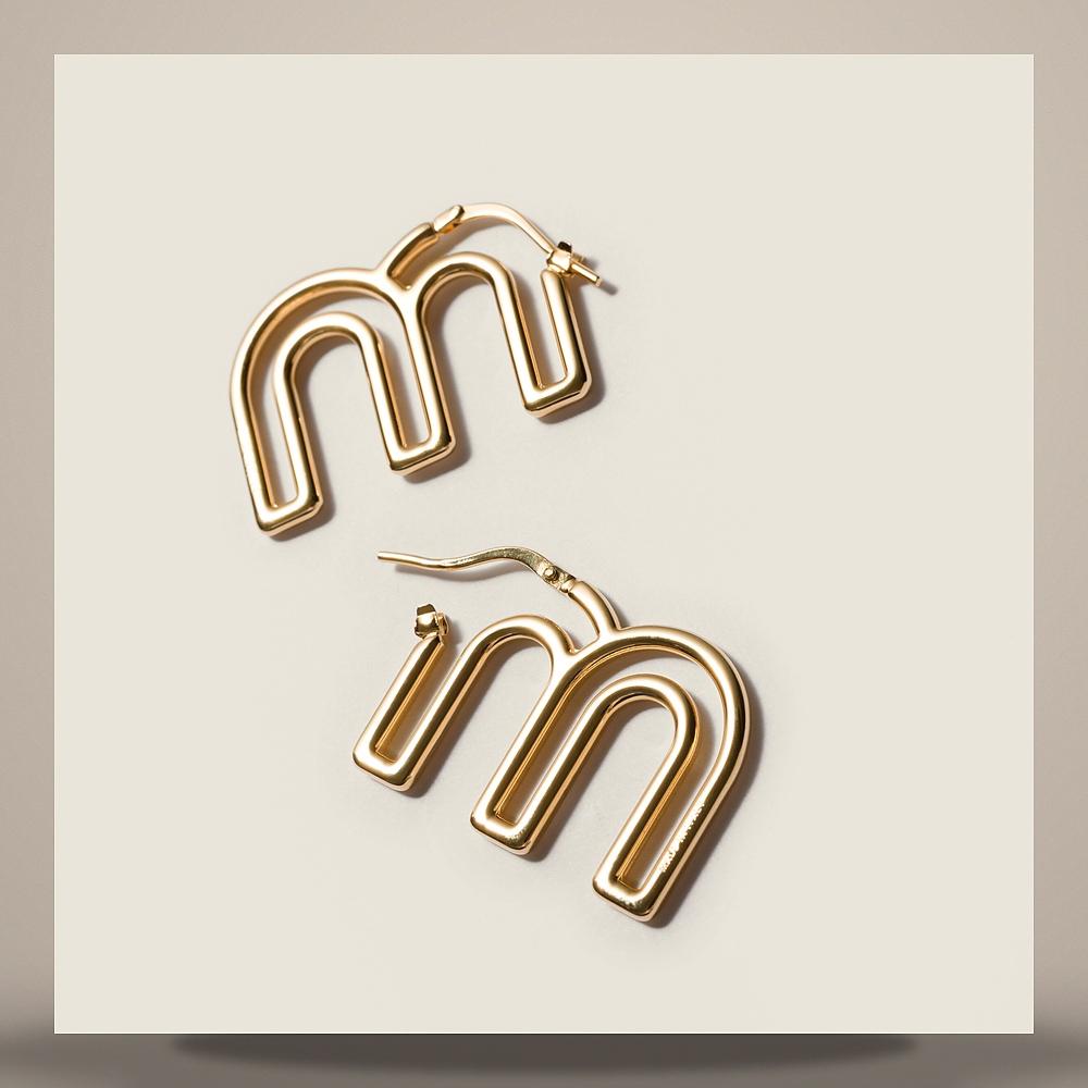 Miu Miu Gold-Tone Metal Earrings 5IO512 2G9S F0056