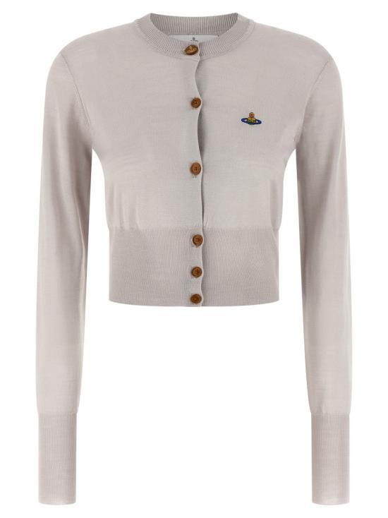 Vivienne Westwood Bea Cropped Cardigan Light Grey Knit