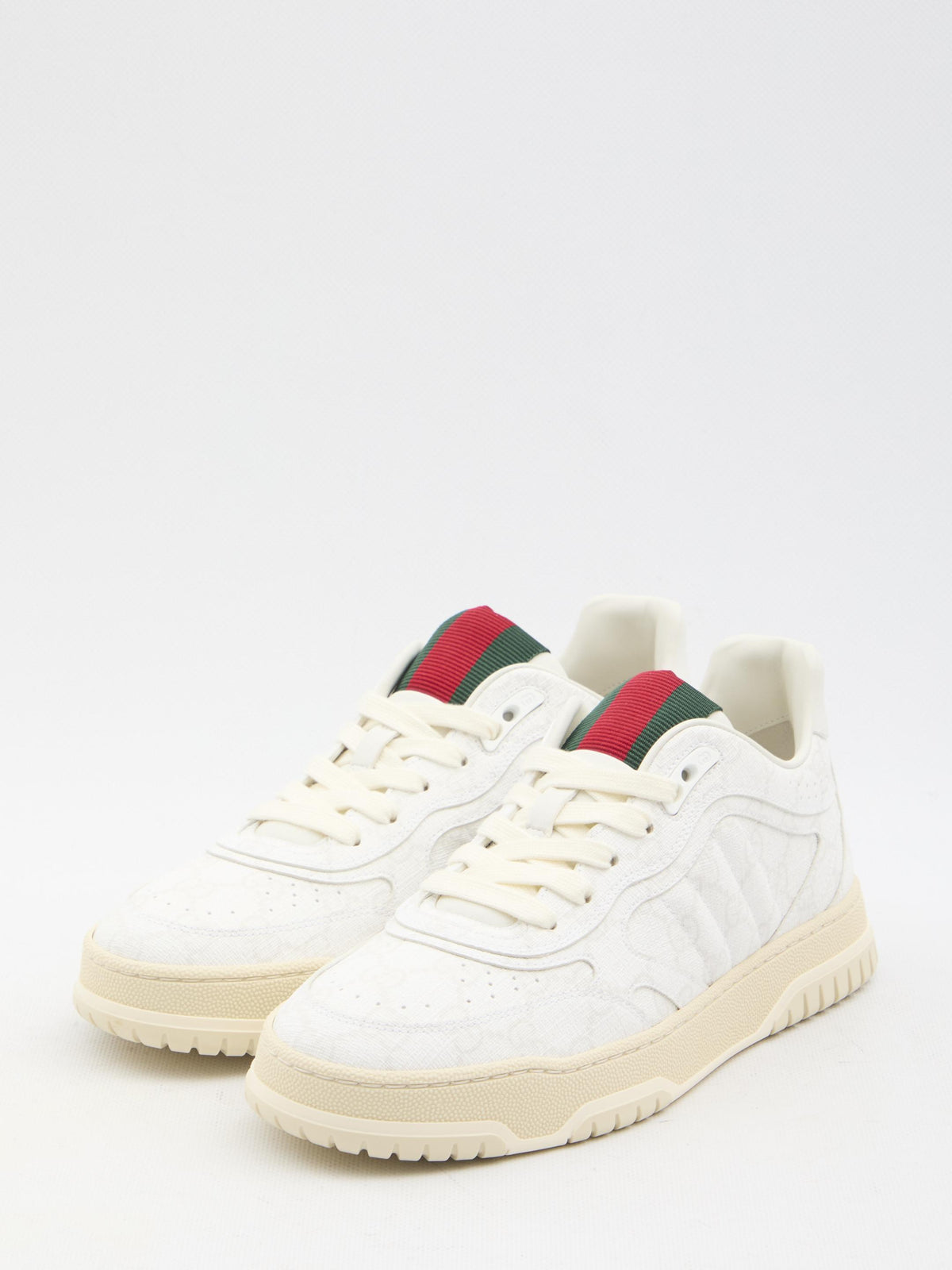 GUCCI White Leather Low-Top Sneakers