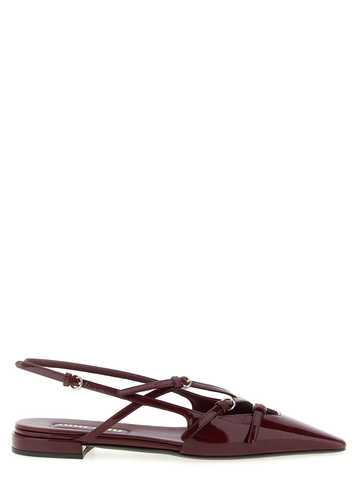 Miu Miu Beige Leather Flat Shoes
