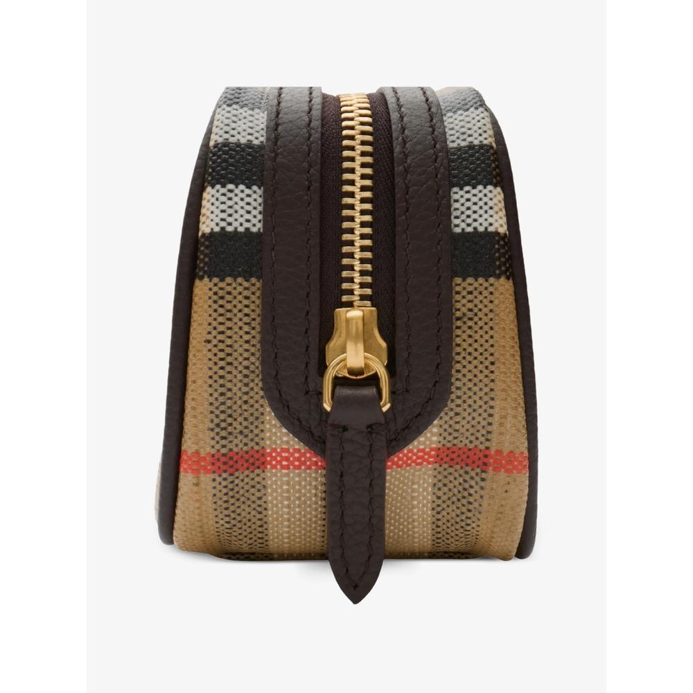 BURBERRY Highland Makeup Pouch Black Leather Zip Cosmetic Bag