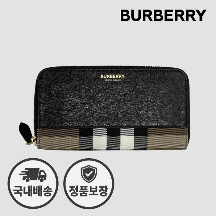 BURBERRY Zip Around Canvas Long Wallet Black 81207581
