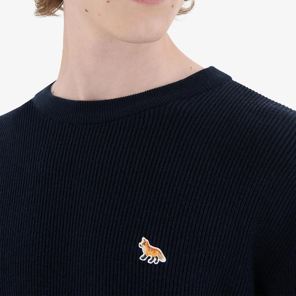 Maison Kitsune Fox Logo Ribbed Knit Sweater Navy IM00511KT1064 P481