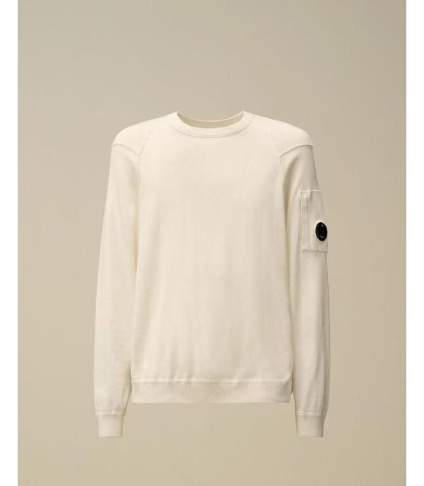 CP Company Lambswool Crew Neck Sweater Men's Knit White