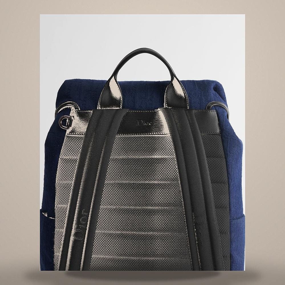 DIOR Navy Blue Dior Oblique Jacquard Flap Backpack 1DBBA259SLDH598