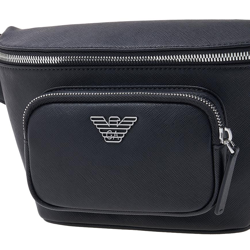 Emporio Armani Men’s Logo Belt Bag Crossbody Black Leather