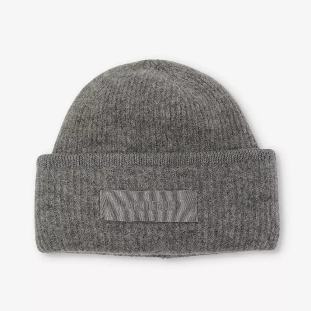 JACQUEMUS Dark Gray Grosgrain Beanie 246AC6665217 970