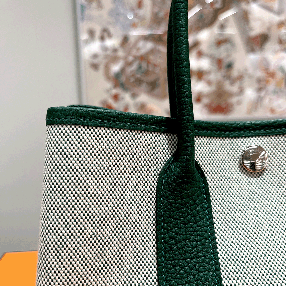 HERMES Mini Garden Party 23 Tote Bag Neo Ecru Vert Moyen