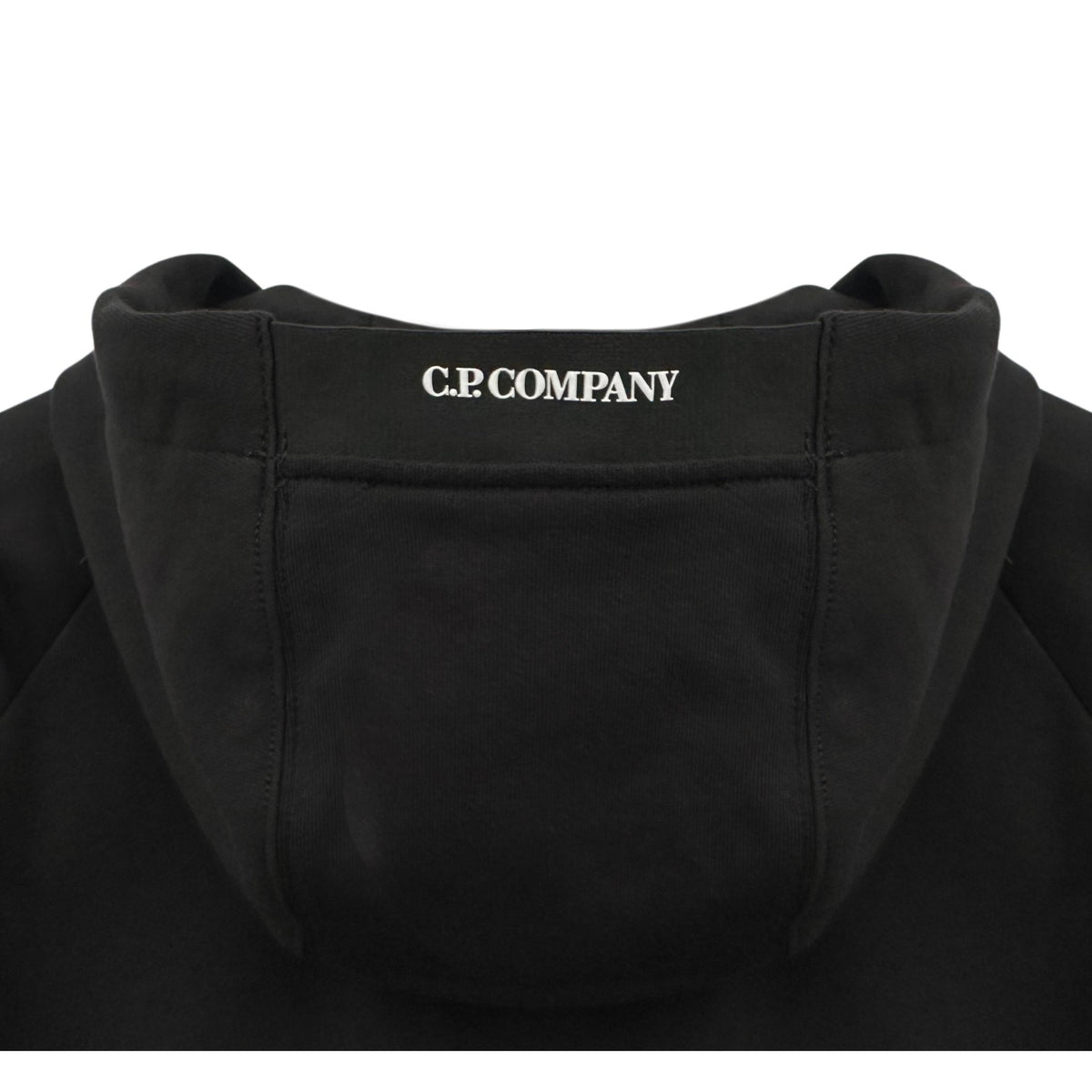 CP Company Lens Patch Diagonal Zip Hoodie Black Men's