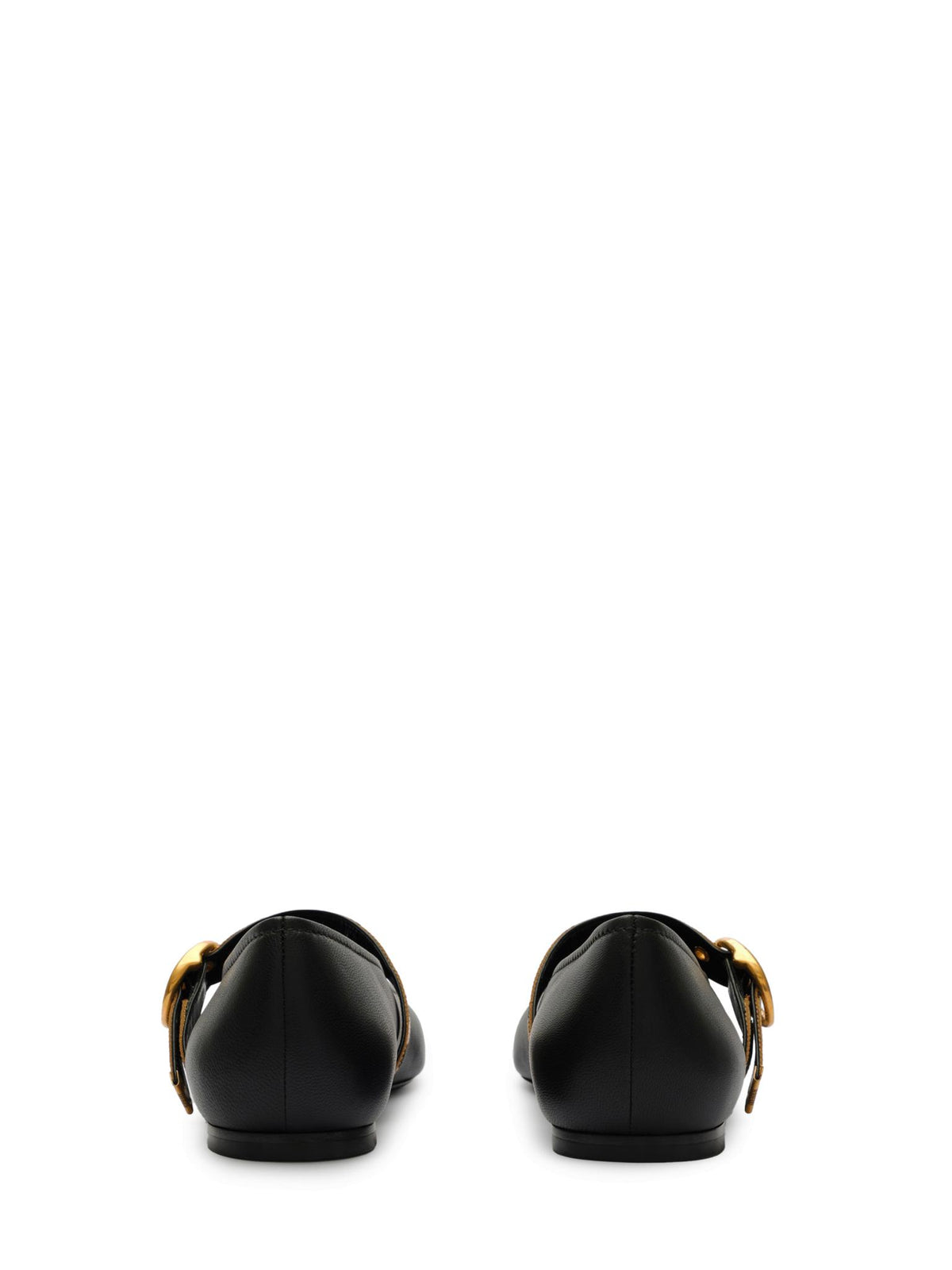 BURBERRY Black Leather Flat Shoes