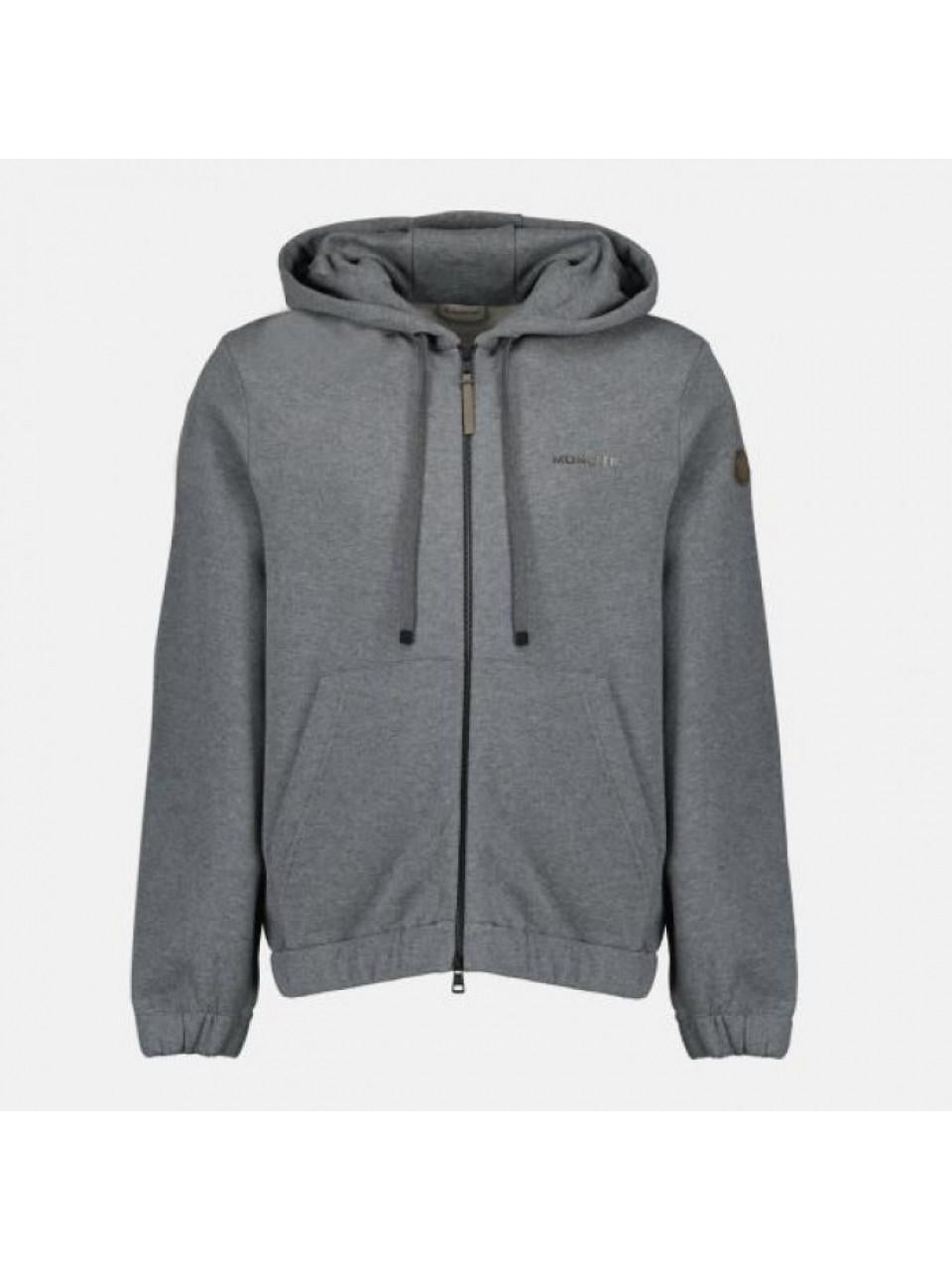 Moncler Leather Logo Cotton-Blend Zip-Up Hoodie 8G00077 89B7P 991