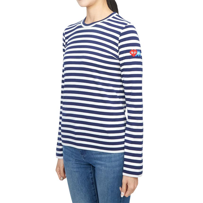 Comme des Garcons x Invader Double Wappen Stripe Women’s Long Slee AZ T331 051 1