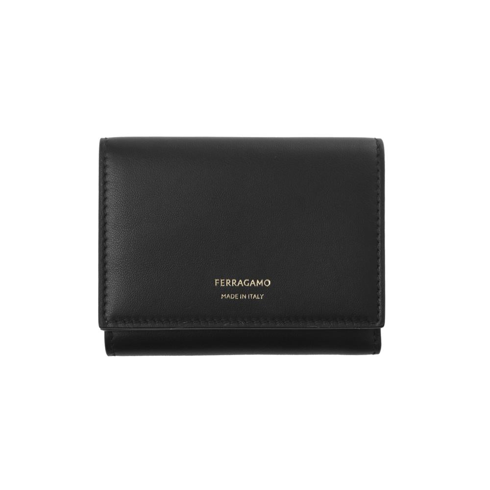 Ferragamo Logo Two-Tone Trifold Wallet Black Brown 22 0867 0779959