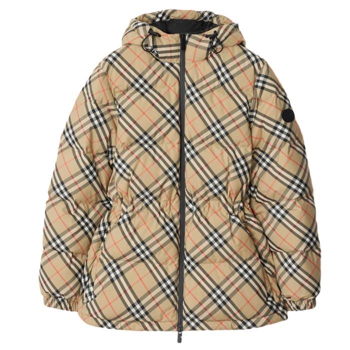 BURBERRY Check Nylon Hooded Puffer Jacket