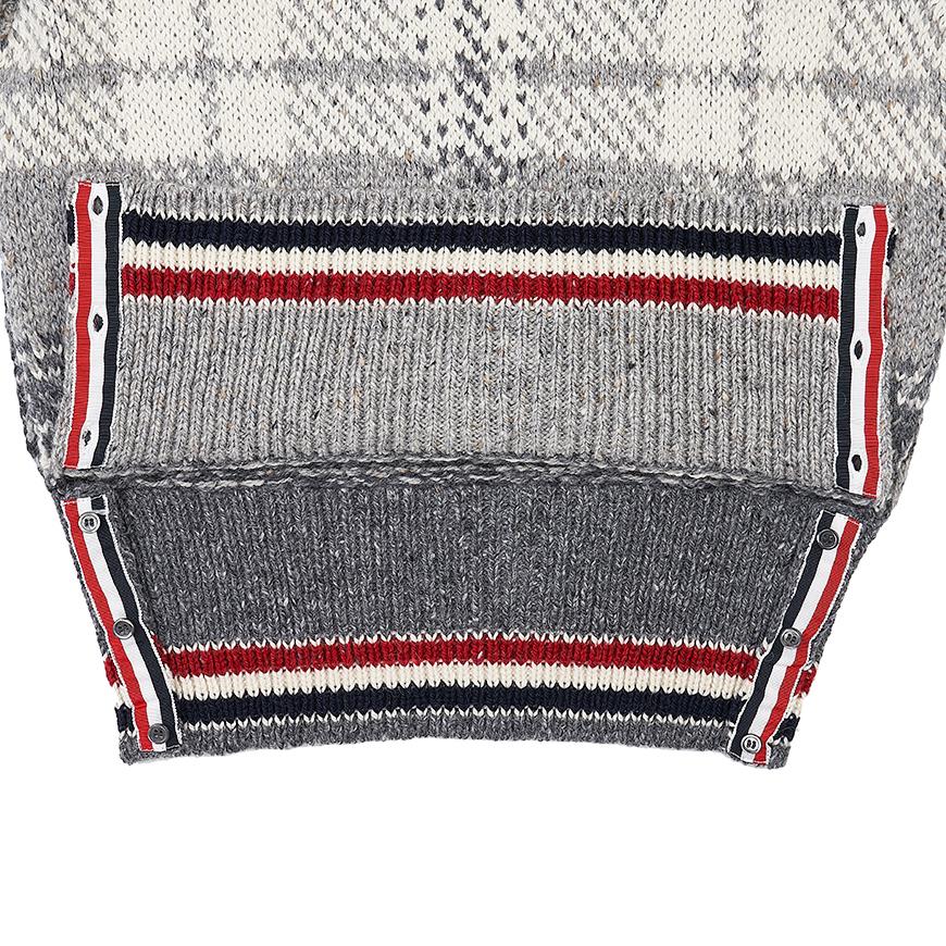 THOM BROWNE Men's Checked Jacquard Wool Crewneck Sweater MKA410F Y1506 982