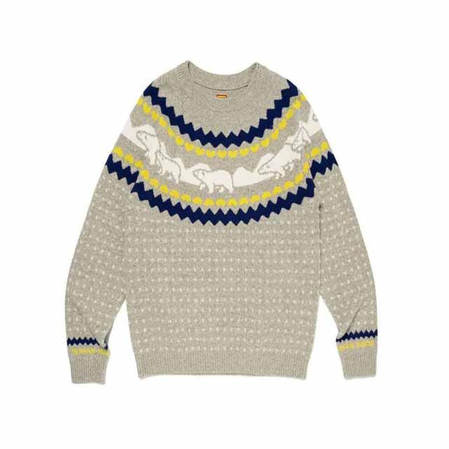 Humanmade Gray Nordic Jacquard Knit Sweater Men’s Round Neck HM26CS036
