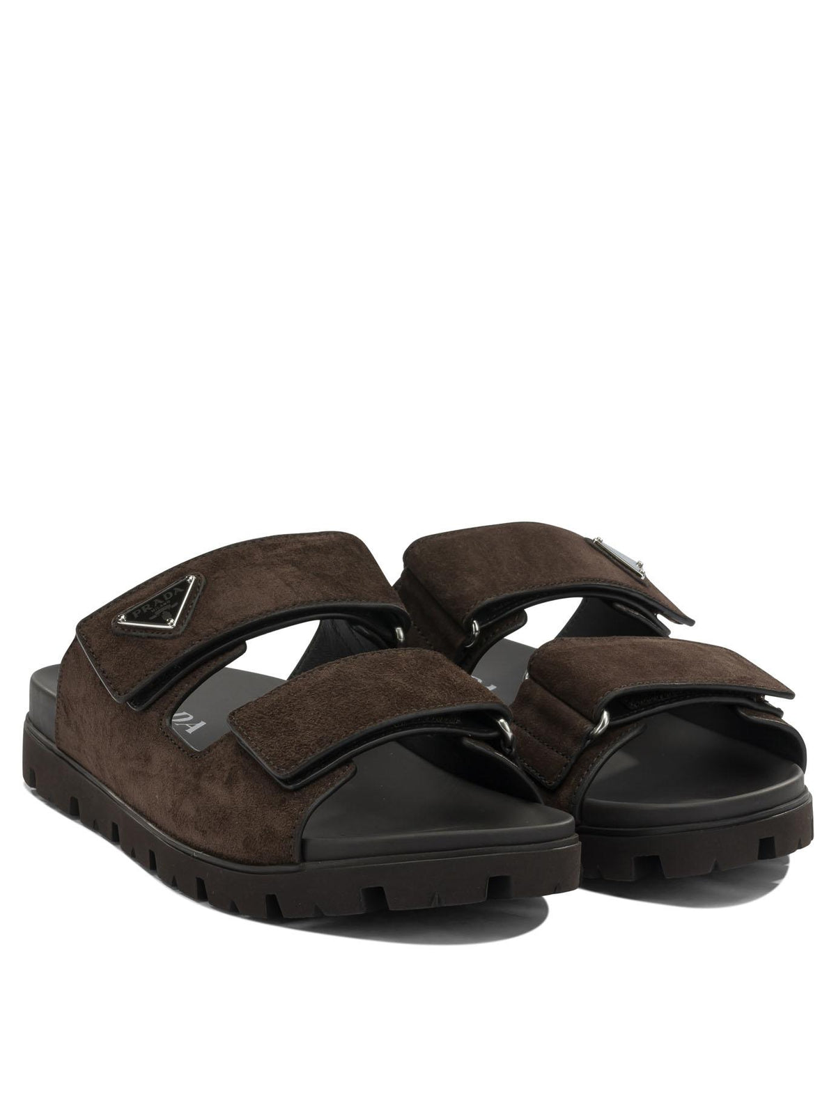 PRADA Black Leather Slide Sandals for Men
