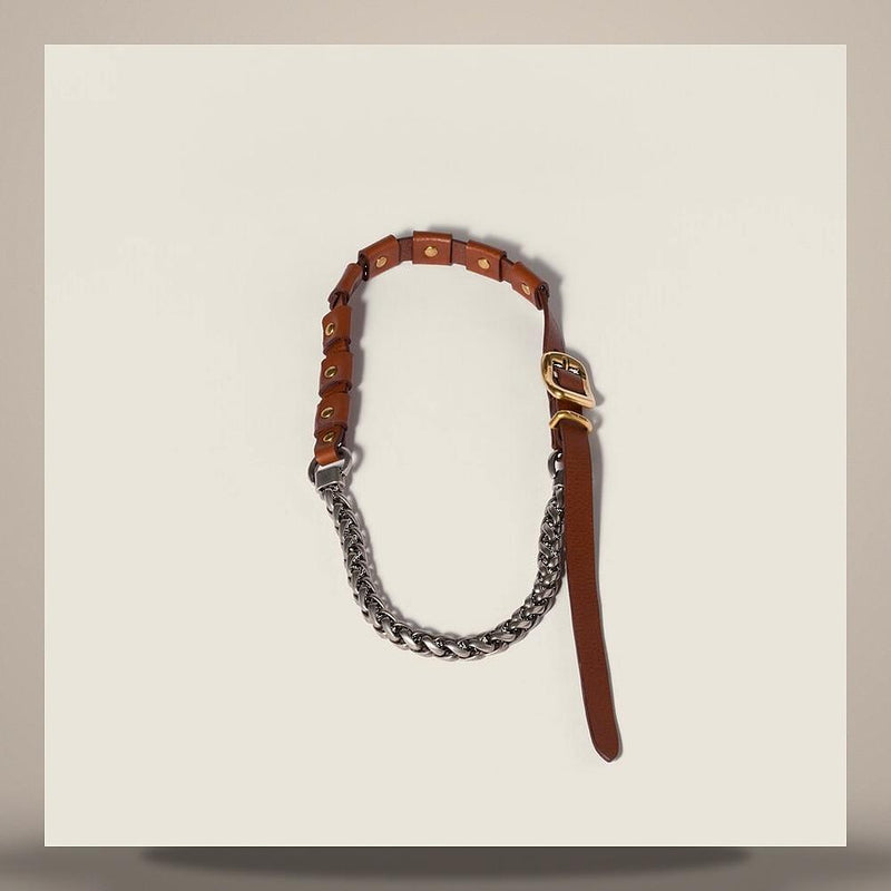 Miu Miu Metal and Leather Necklace 5IC323 2G75 F05HS