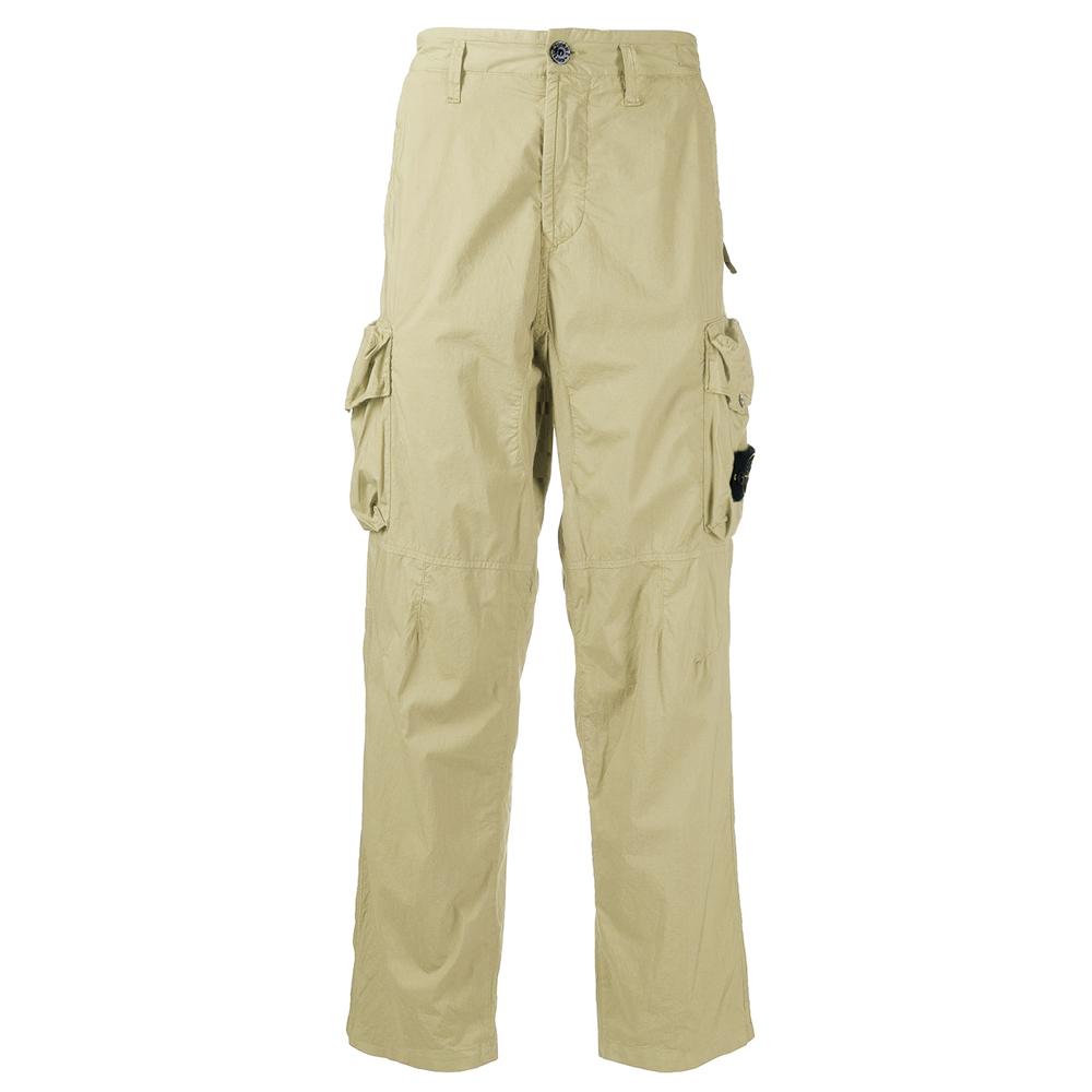 STONE ISLAND Beige Cargo Trousers with Patch Logo Classic Pants