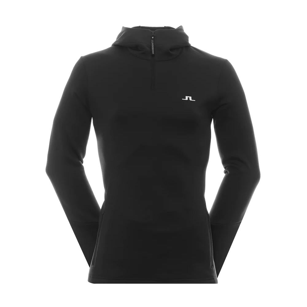 J LINDEBERG Aerial Hooded Quarter-Zip Hoodie Black Men’s