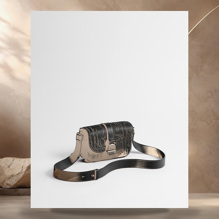 DIOR Saddle Heritage Flap Strap Bag Mini Black Gravity Grain Lea 2ADCA662MLLH00N