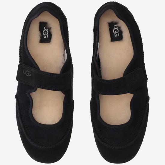 Ugg Black Suede Ballet Flats Women’s Flat Shoes 1187530 BLACK DOM