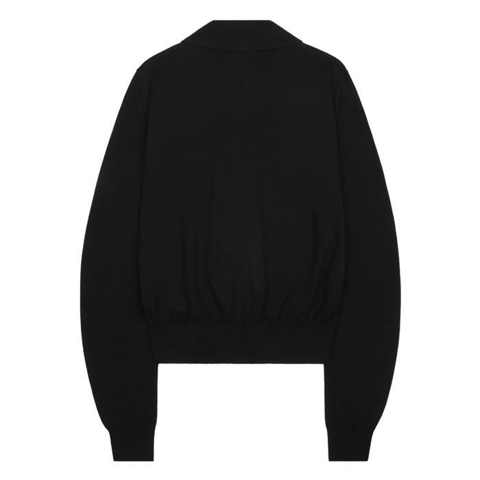 CELINE Triomphe Fine Cotton Polo Sweater Black Women’s Round Neck