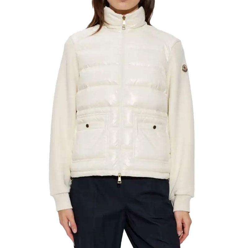 Moncler White Patch Logo Padded Cardigan Jacket 8G00017 89BG6 034
