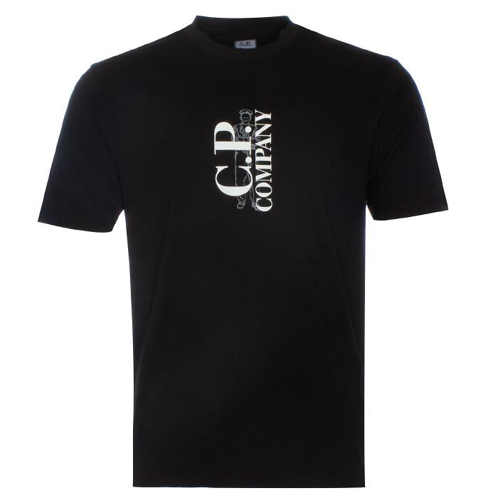 CP Company Men’s Vertical Logo T-Shirt Black Cotton