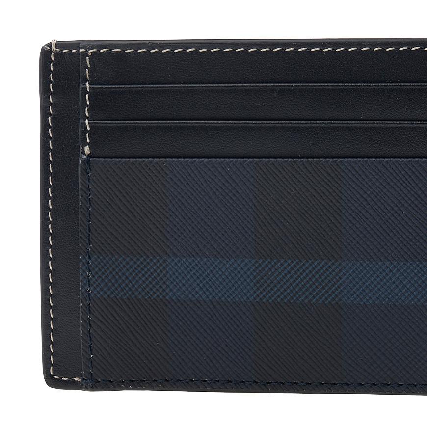 BURBERRY Black Leather Money Clip Card Holder