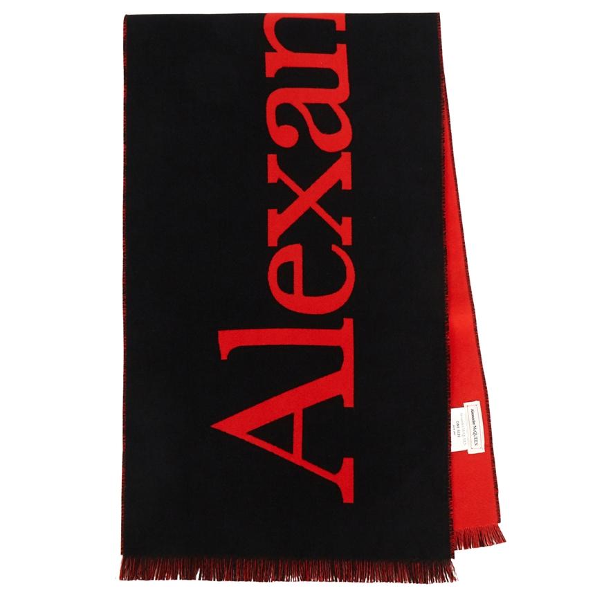 Alexander Mcqueen Men’s Wool Scarf Black Gray Skull Print