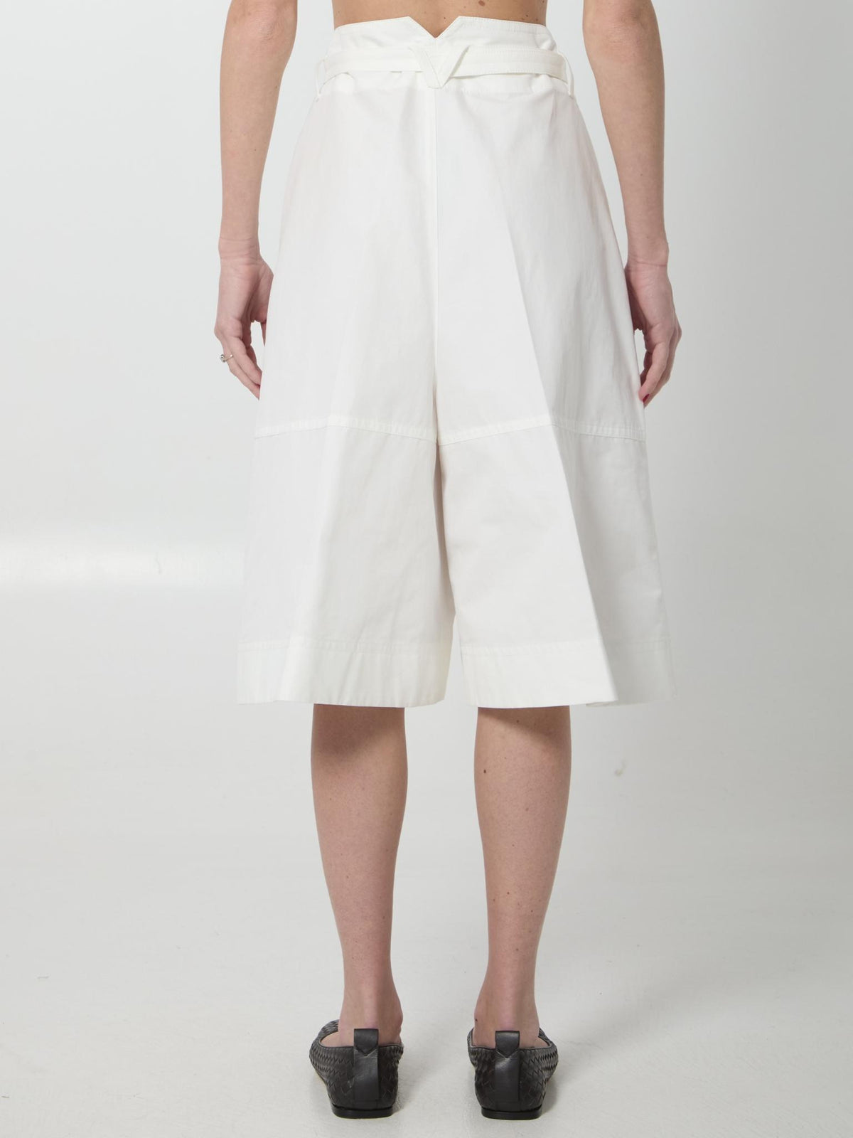 Bottega Veneta Black Cotton Twill High-Waist Shorts