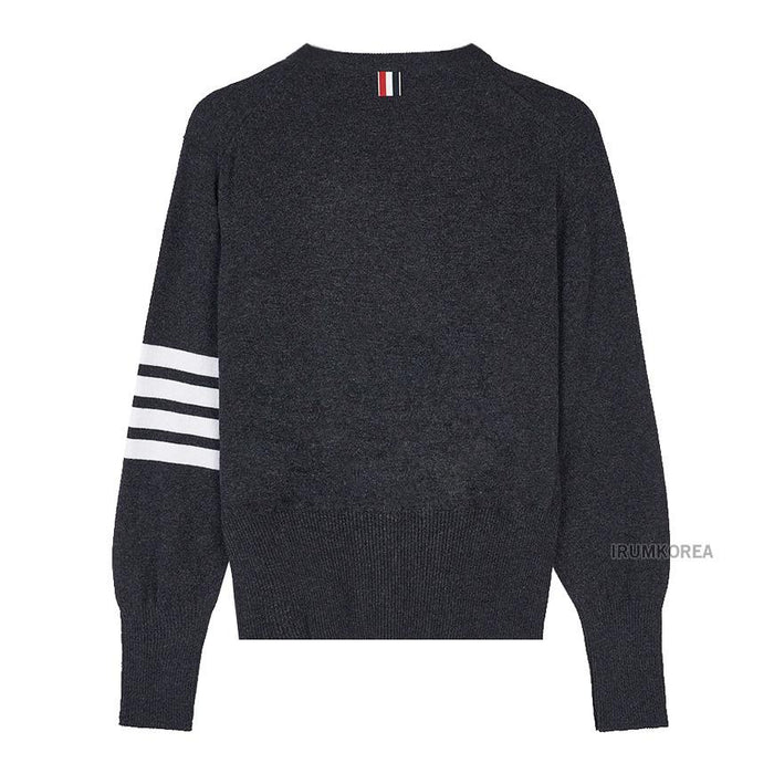 THOM BROWNE Men’s Cashmere 4-Bar Round Neck Knit Sweater Gray