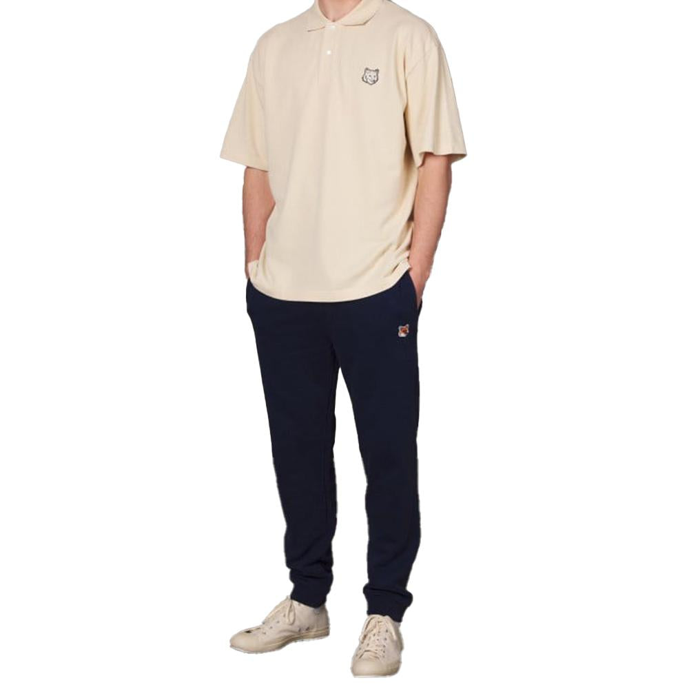 Maison Kitsune Bold Fox Head Oversized Polo T-Shirt Navy Cot MM00202 KJ7010 P205