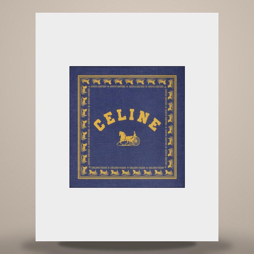 CELINE Bandana Cotton Scarf Navy Yellow 2AWB64M58 FYL5