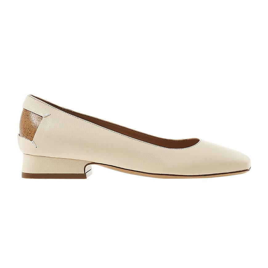 Maison Margiela Women’s Square Toe Leather Ballerina Flats Black