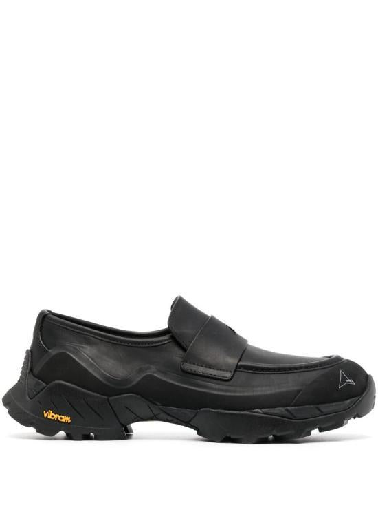 ROA Black Leather Loafers for Men LOLE10001001 BLACK DOM